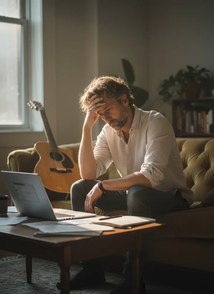 Lydstudie nær København – Producer ved tastatur. – Lydstudiet